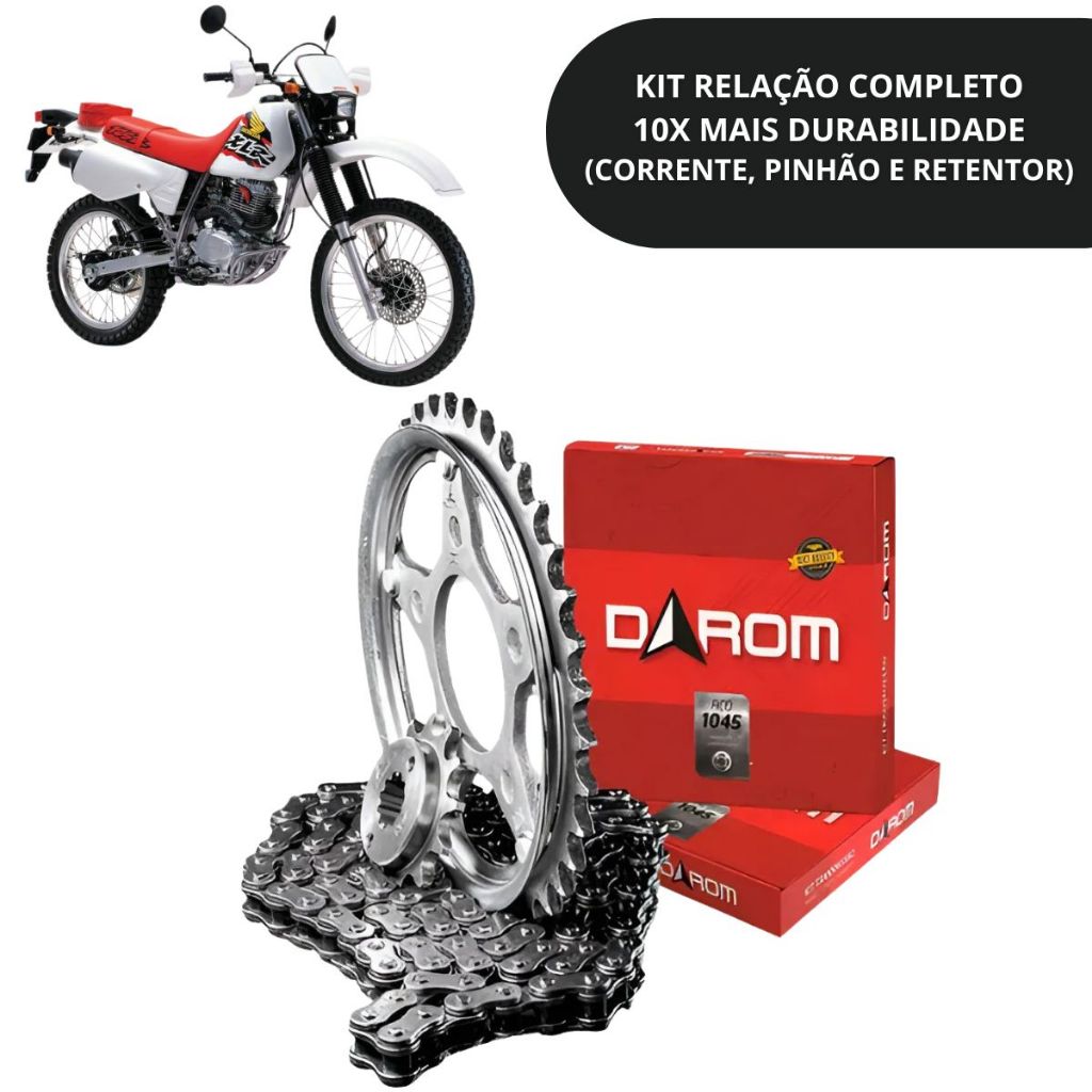 Kit Transmissão XLR 125 Honda Anos 1997 a 2002 Corrente Pinhão Coroa Relação Moto Completa