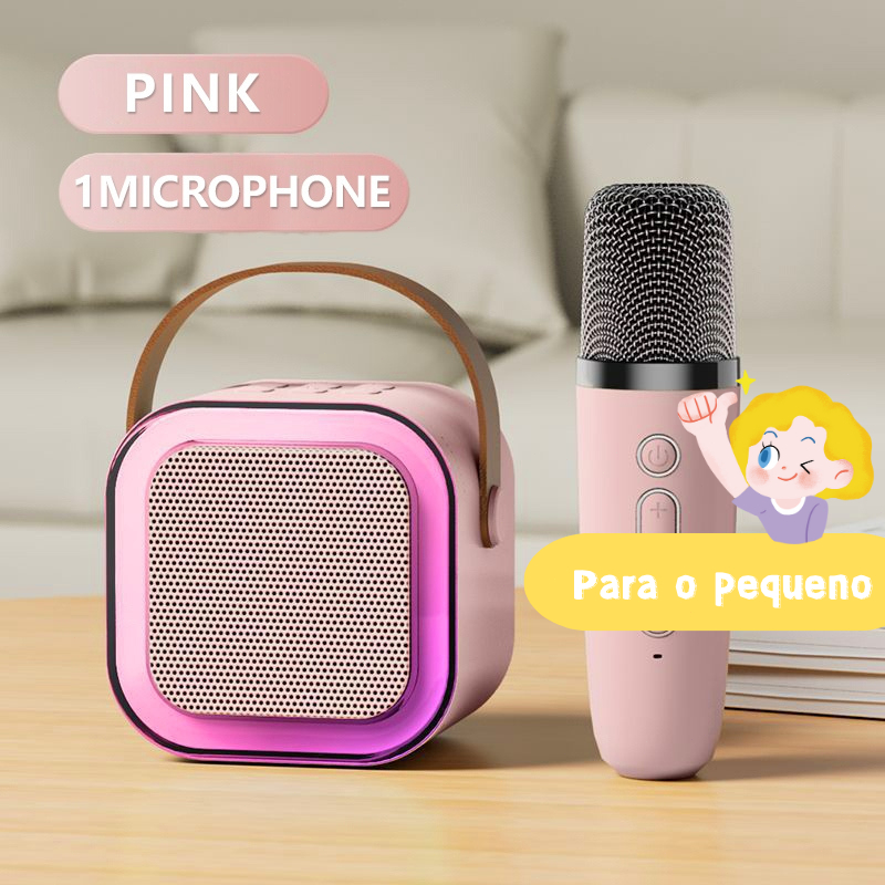 Caixa De Som C/ Microfones Alto-falante Bluetooth Karaoke com Microfone Luz ambiente RGB
