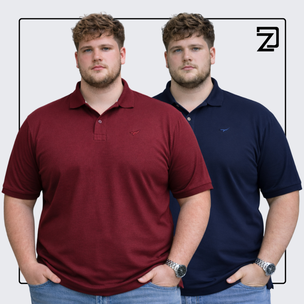 Kit 2 Camisa Gola Polo Plus Size Masculina do G1 ao G5 em Oferta na Shopee