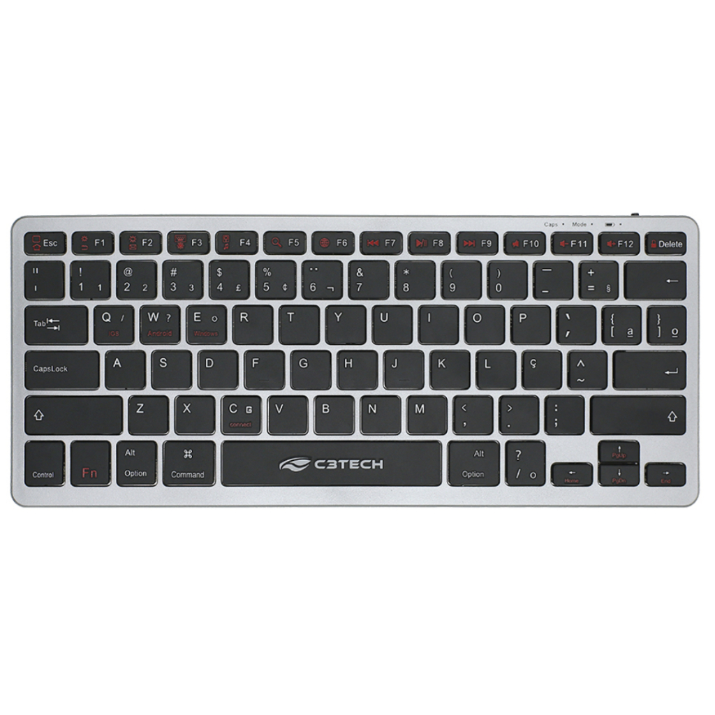 Teclado Bluetooth Recarregável Usb-c Multimídia para Android Ios Windows Layout Qwerty Command