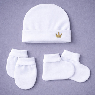 Touca , Luvas e Sapatinho,  kit 3 Peças Bebê 0-3 Meses Gorro Menina e Menino em Oferta na Shopee