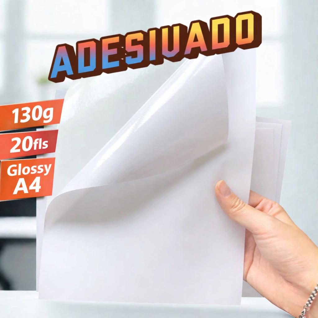 Papel Fotográfico ADESIVO A4 130g/135g 20 ou 50 Folhas MASTERPRINT (ADESIVO)
