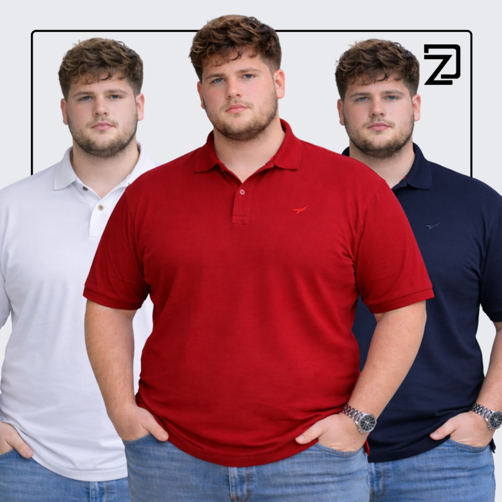 Kit 3 Camisa Social Gola Polo Plus Size Masculina em Oferta na Shopee