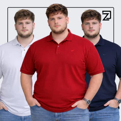 Kit 3 Camisa Social Gola Polo Plus Size Masculina