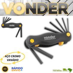 Jogo De Chaves 7 Peças Hexagonais Allen Curta Suporte Plástico 2,0 2,5 3,0 4,0 5,0 6,0 8,0mm Vonder