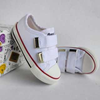 Tênis Street star e Diversão Canvas velcro kids Branco em Oferta na Shopee