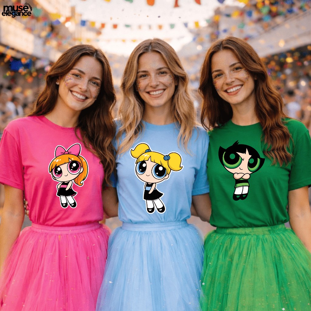 Camiseta Feminina Carnaval com Amigas Super Poderosas Blusa 100% Algodão caimento perfeito confortável