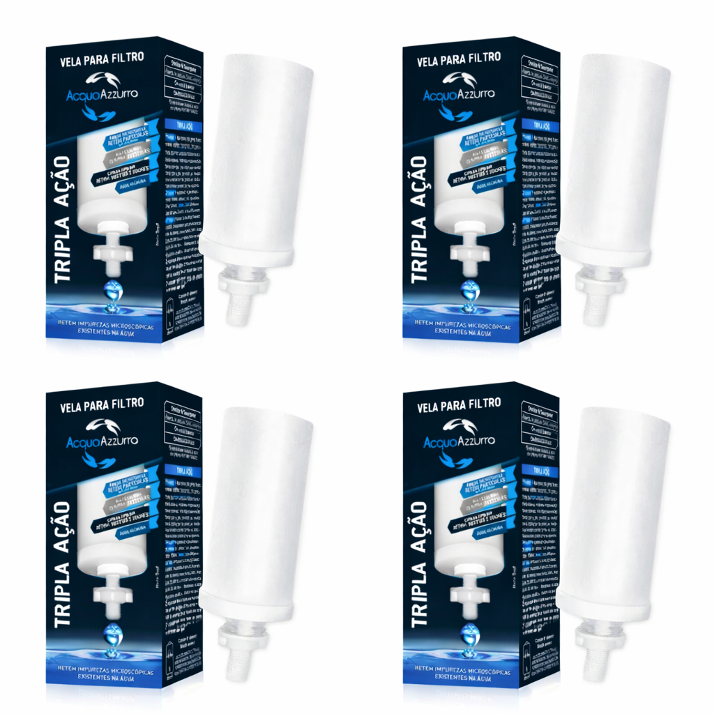 Vela Tripla Ação + Alcalina + Carvão Ativado + Prata Coloidal Compatível em Todos Filtro de barro