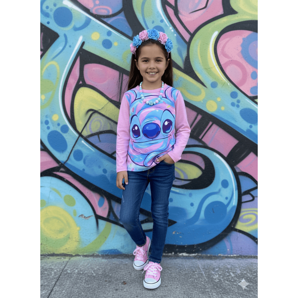 Blusinha Manga Longa Infantil Stitch