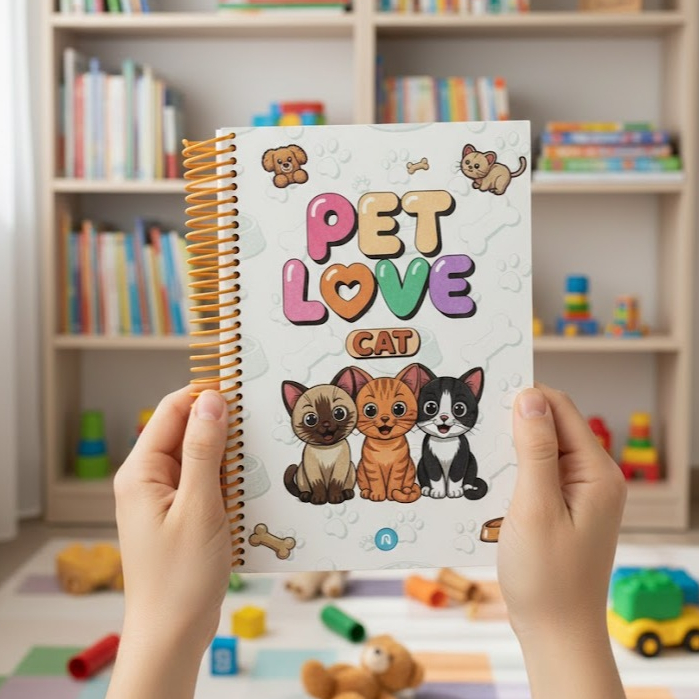 Livro Para Colorir Pet Love Cat Livro de Pintura Infantil Educativo Gatinho fofinho