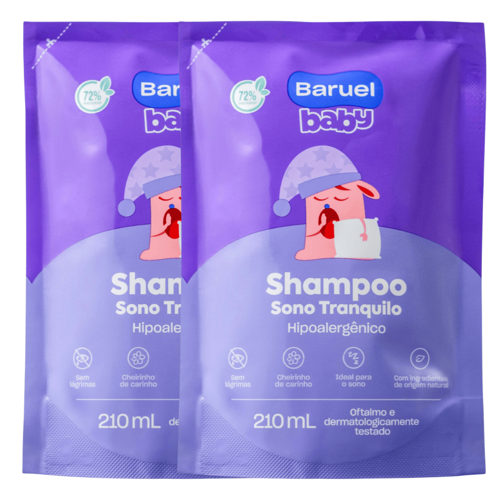 Kit 2 Refis Shampoo Sono Tranquilo Baruel Baby 210ml cada