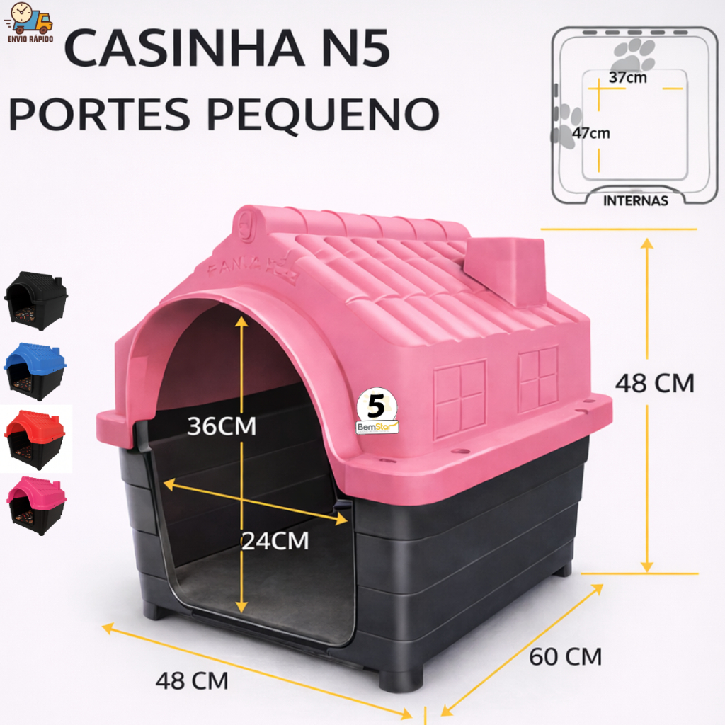 Casinha Cachorro N5 Casa Porte Pequeno Com Proteção Raios UV  desmontável Lavável em Oferta na Shopee