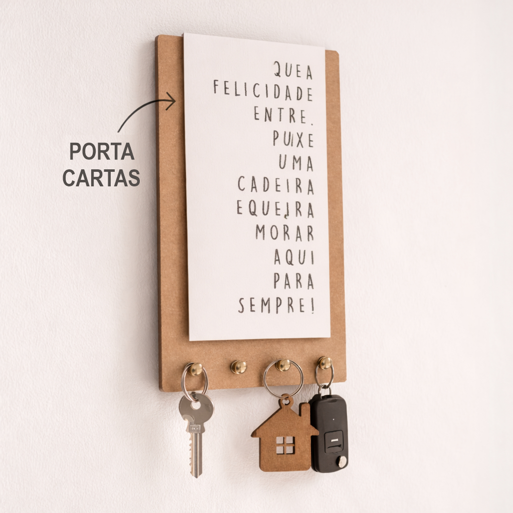 Porta-Chaves de Parede em MDF com 5 Ganchos – Organização e Decoração Moderna | Envio Rápido em Oferta na Shopee