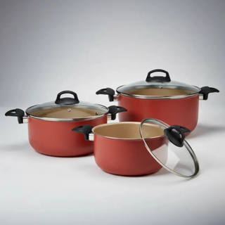 Kit 3 Panelas Caçarolas Antiaderente Com Tampa de Vidro Tamanho 16 18 20cm Com 5 Camadas de Teflon Cozinha em Oferta na Shopee