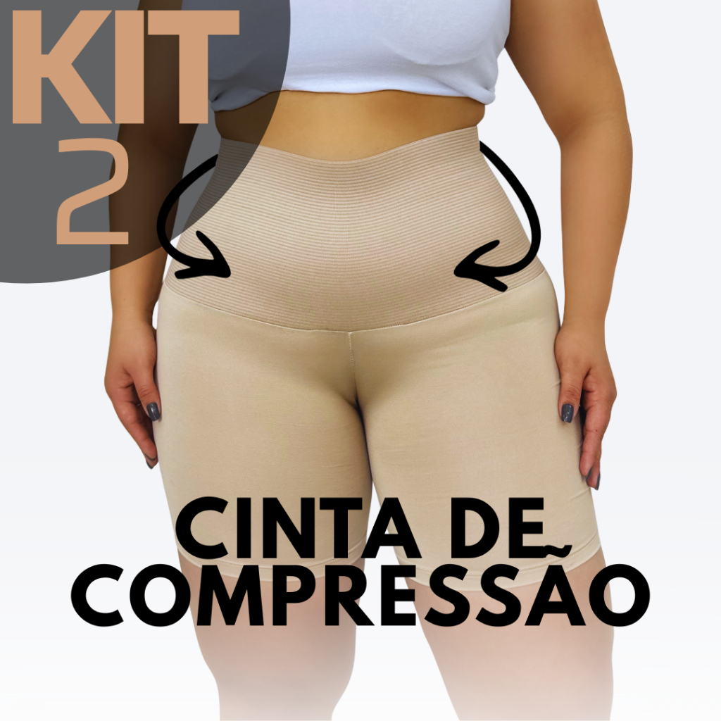 KIT 2 Short Modelador Segunda Pele Plus Size Liso Anágua Feminino Bermudinha Para Vestir Por Baixo Alta Compressão