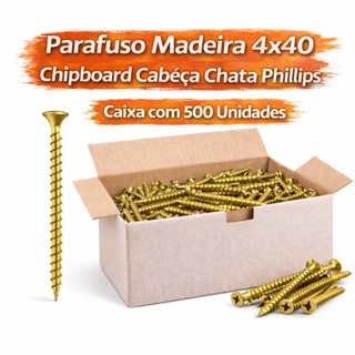 Parafuso Madeira 4x40 Chipboard Phillips Cabeça Chata Caixa 500 Peças em Oferta na Shopee