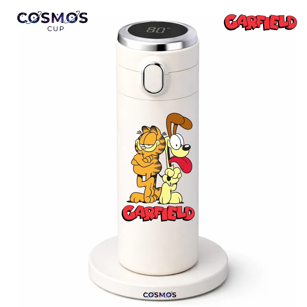 Garrafa Térmica de Aço Inoxidável Garfield e seus amigos com Medidor de Temperatura Digital 420ml