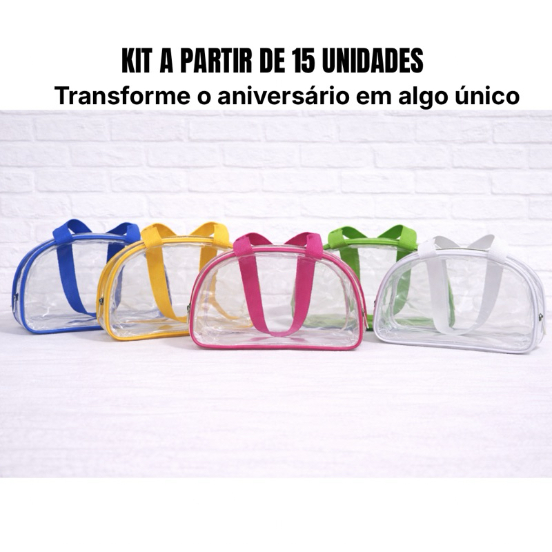 KIT COM 15 20 25 30 35 40 45 50 55 60 - Maletinha MEIA LUA Transparente Feita em Plástico Cristal