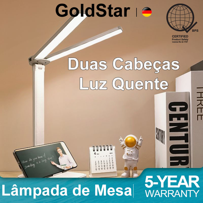 GoldStar Luminária Abajur De Mesa Recarregável Luz Led Sem Fio Luminária De Estudo Sensível Ao Toque