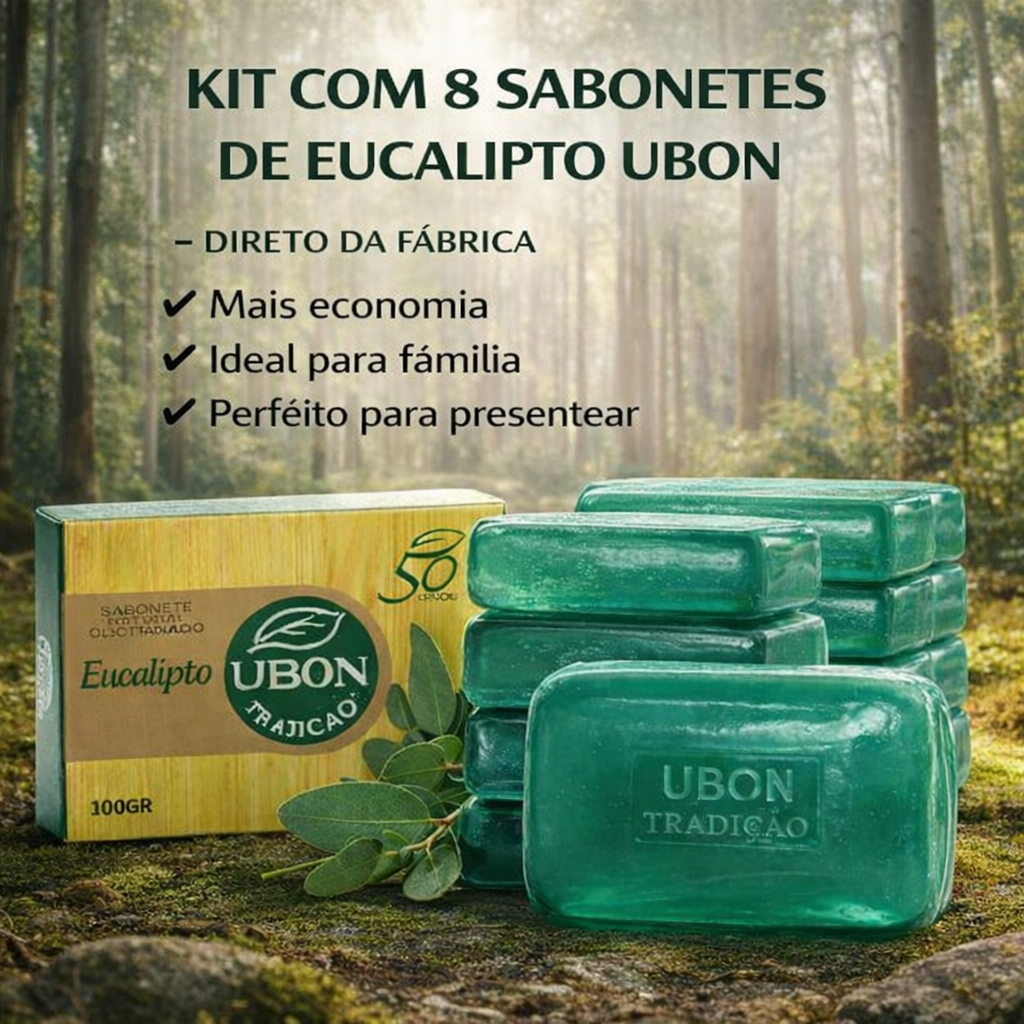 8 Sabonetes Eucalipto glicerinados Ubon em Barra Suavidade  deixa seu banho com cheirinho  de  Sauna
