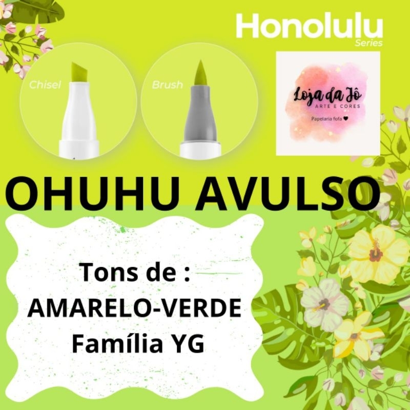 Ohuhu Avulso Honolulu - amarelo-verde - Família YG em Oferta na Shopee