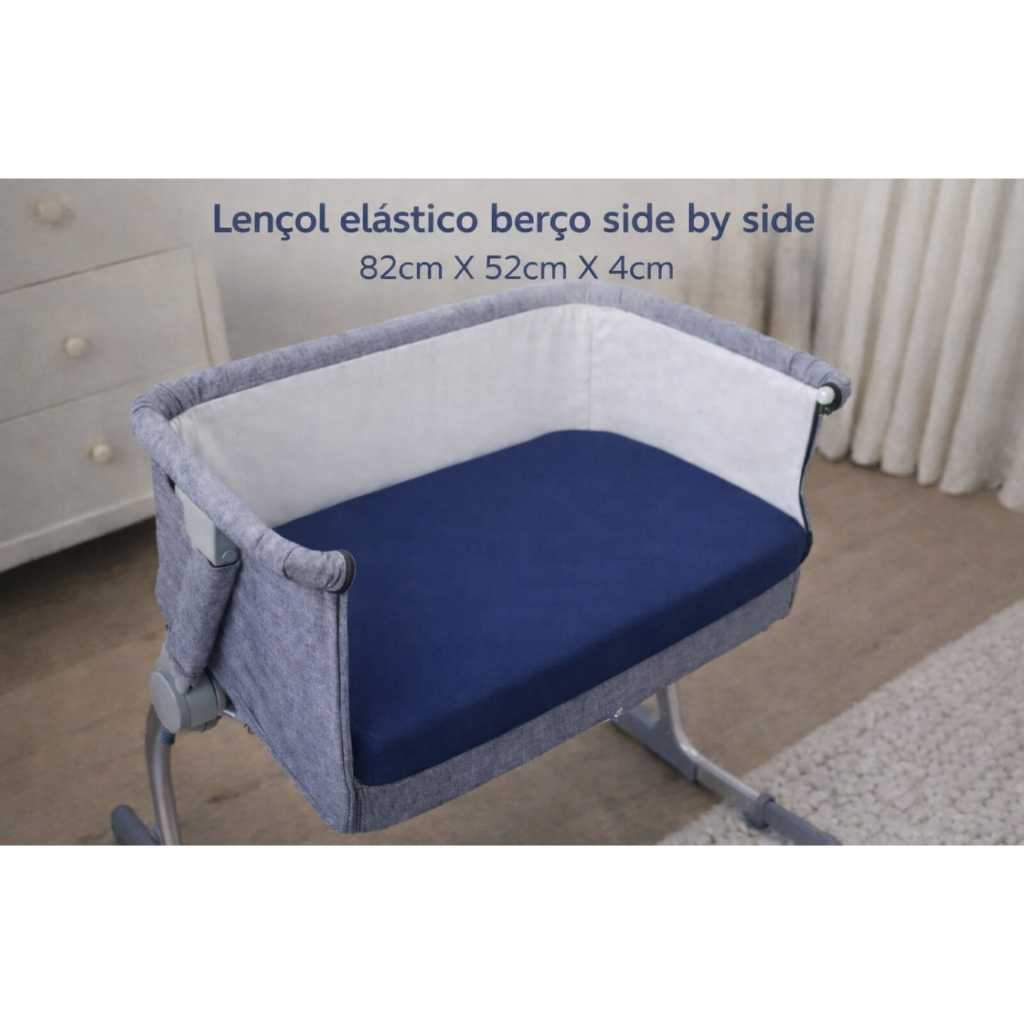 Lençol para berço portatil cosco kids tecido micropercal azul marinho com elastico