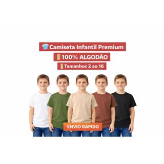 Camisetas Infantil Básica Unissex 100% Algodão Lisa Confortável 2 ao 16 em Oferta na Shopee