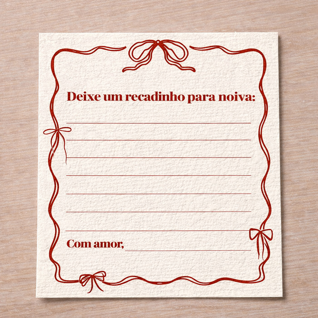 50 Cartões Recadinho para Noiva 9x9 – Papel Textura Casca de Ovo | Chá de Lingerie / Despedida