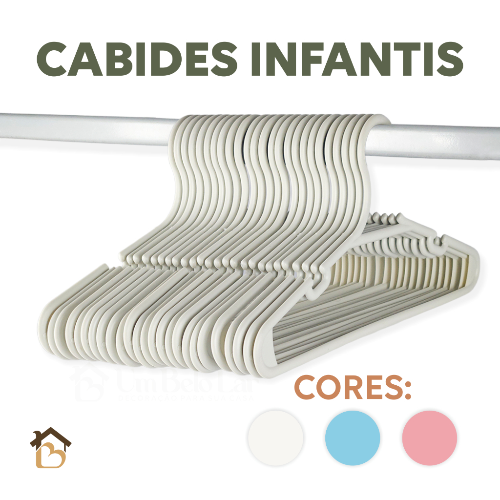 Kit Cabides Infantil Bebê Criança Rosa Azul Branco Plástico Reforçado Roupa