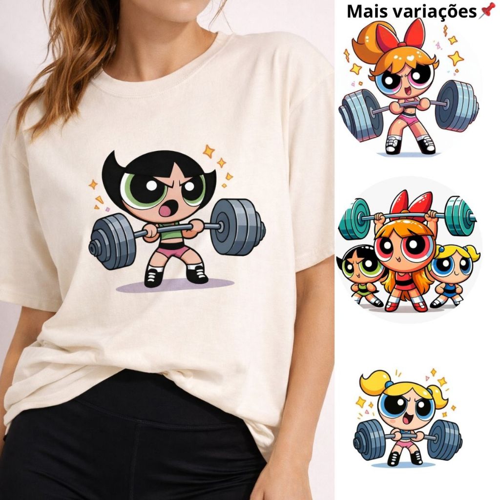 Camiseta Oversized Feminina  Confeccionada com 100% algodão fio penteado 30.1 Academia Meninas Super Poderosas