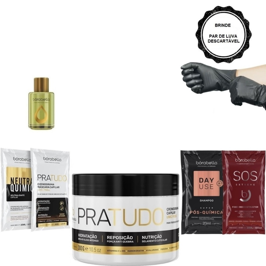 Borabella Máscara Pratudo 300g + Óleo Argan 7ml + Sachês em Oferta na Shopee