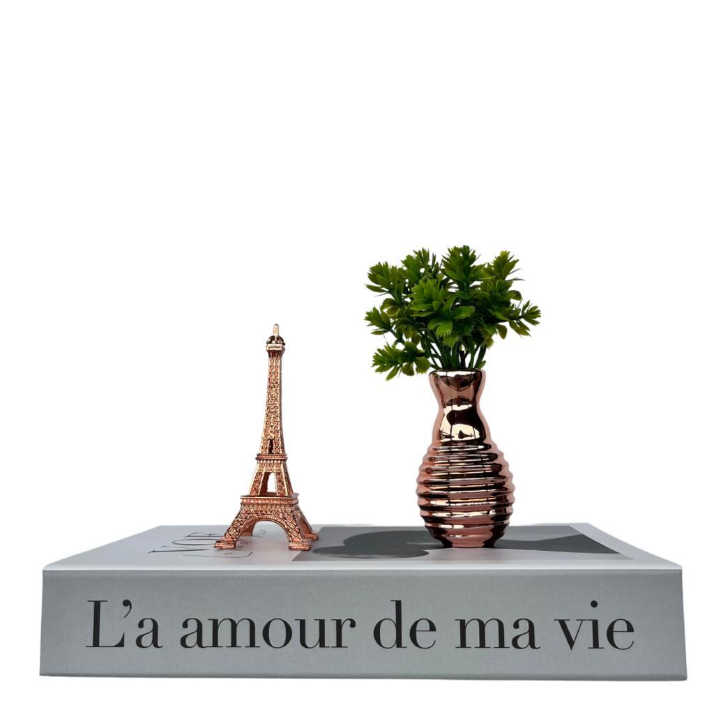 Torre Eiffel rose gold vaso cerâmica livro caixa fake decorativo porta objetos kit moderno
