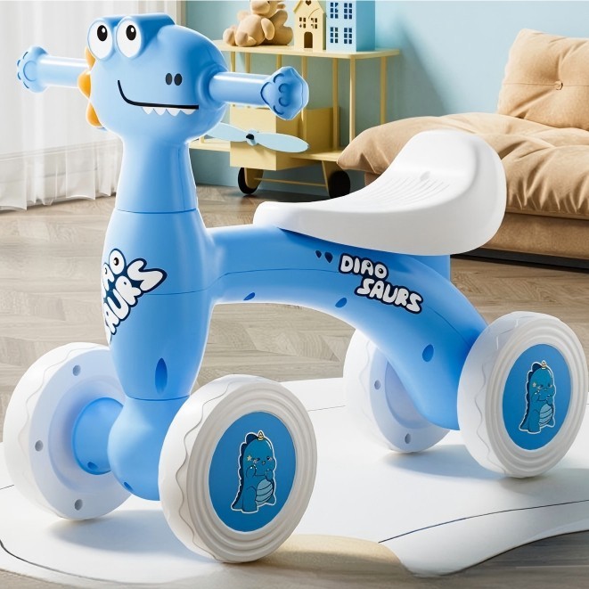 Bicicleta Equilíbrio Infantil Dinossauro 1-6 Anos com Som Andador Educativo 40kg Seguro Presente Menino Menina