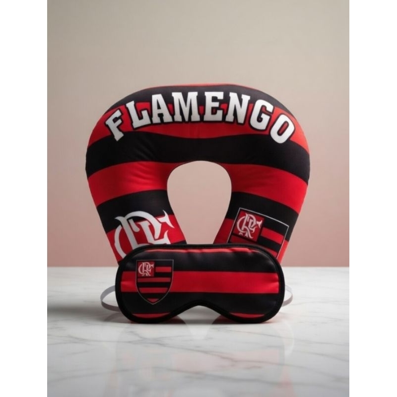 Kit Viagem do Torcedor fla: Almofada + tapa olho