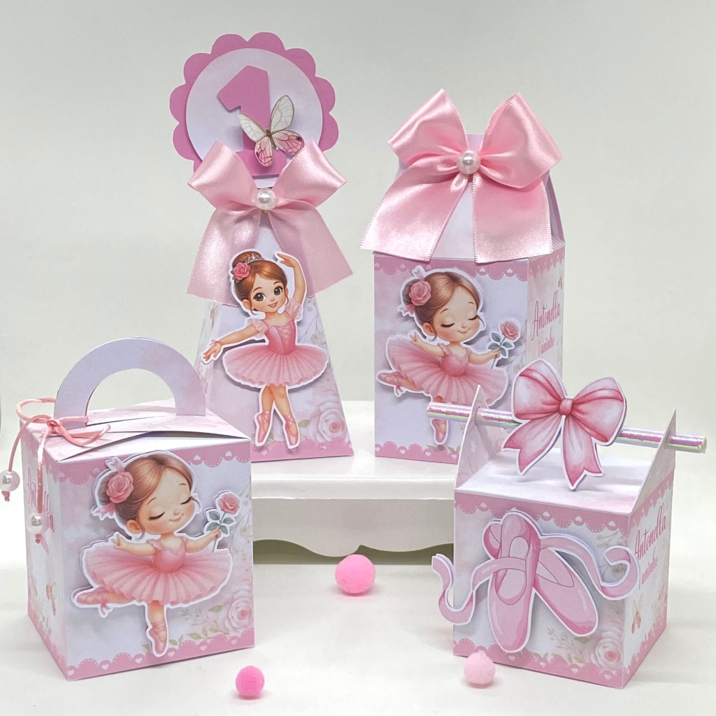 Kit Festa Bailarina Personalizado/ Lembrancinhas /Caixinhas / Festa/ Decoração / Aniversário /Milk/Pirâmide