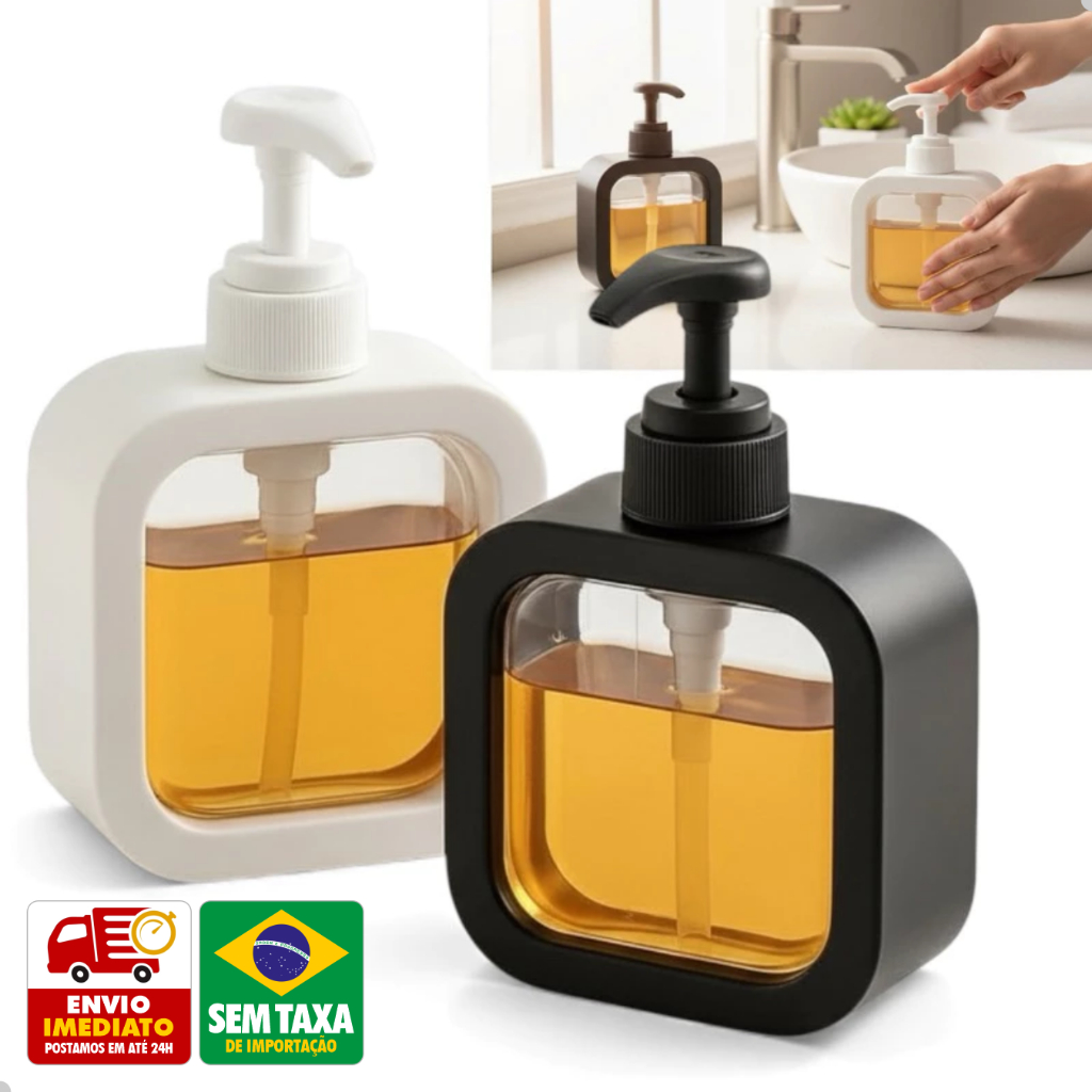 Porta Sabonete Álcool Gel Hidratante Dispenser 300ml 500ml Plástico Preto Branco em Oferta na Shopee
