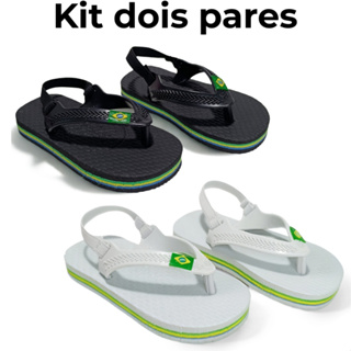 Kit 2 Pares Chinelo Sandália Bebê Menino Masculino Elástico Brasil em Oferta na Shopee