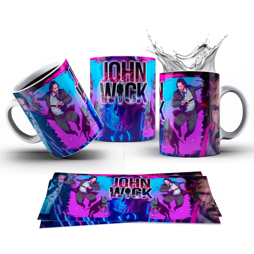 CANECA PERSONALIZADA GEEK JONH WICK PORCELANA OU PLASTICO
