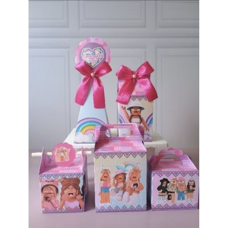 PEGUE E MONTE - Caixinhas Personalizadas Roblox Menina para aniversário/ Kit Caixinhas Lembrancinhas