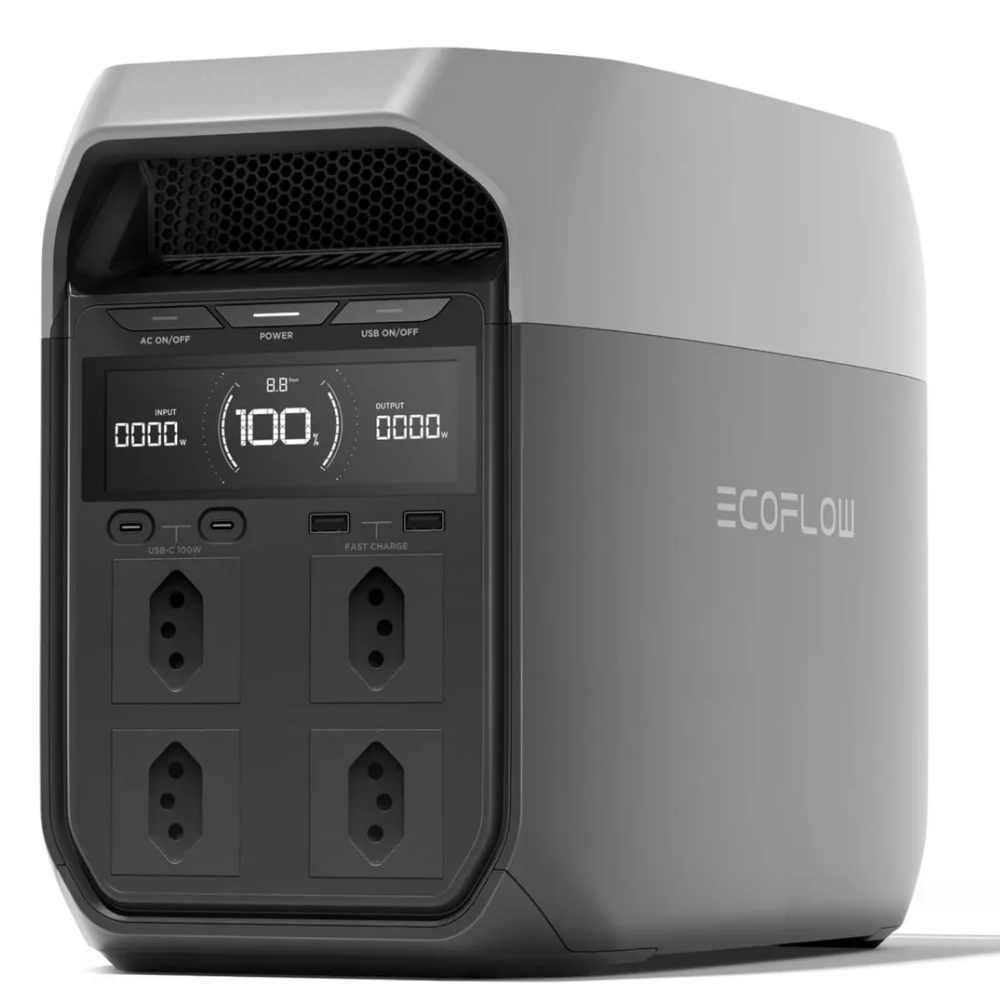 Estação Energia Portátil Gerador Solar 1024wh 1800w Ecoflow Delta 3 13 conexões 127 ou 220v