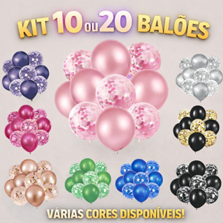 Kit 10 Balões de Festa Metalizado e Brilhante - Kit Com 10 Balões / Balão em Oferta na Shopee