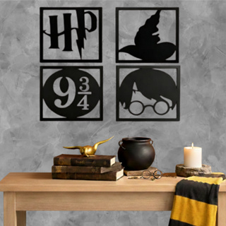 Kit de Quadros Vazados Harry Potter MDF Preto Decoração Quarto Sala Escritório em Oferta na Shopee