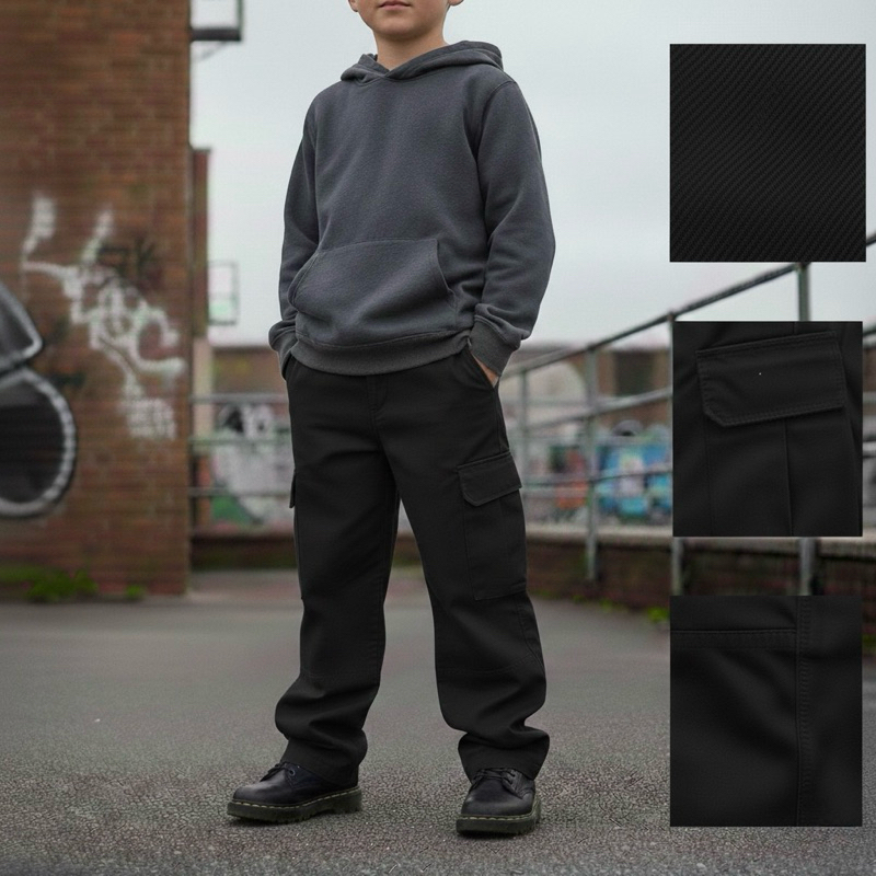 Calça Cargo Infanto-Juvenil – Jeans e Sarja com 6 Bolsos