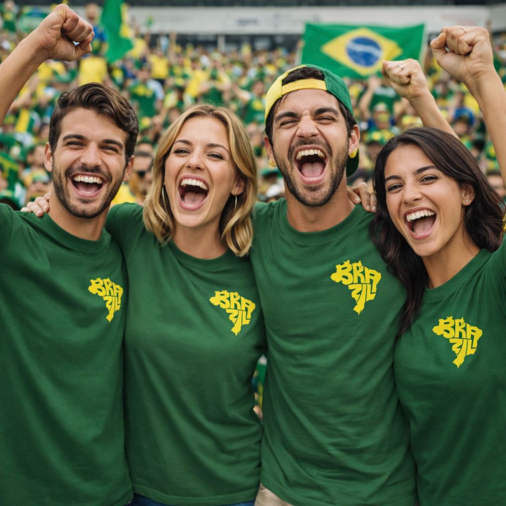 Camiseta Brasil unissex Algodão 100%  Torcida Copa do Mundo – Camisa Futebol Seleção Brasileira Streetwear