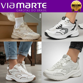 Tênis Via Marte Feminino Casual Confortável Esporte Flatform Estiloso Dia a Dia Academia Original em Oferta na Shopee
