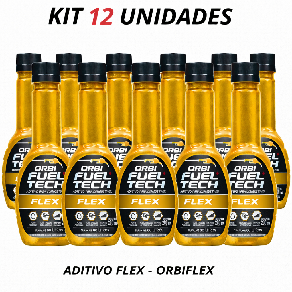 kit 12 Aditivo Combustível Flex 200ml Limpa Bicos Injetores - ORBI-FLEX Gasolina e Etanol em Oferta na Shopee