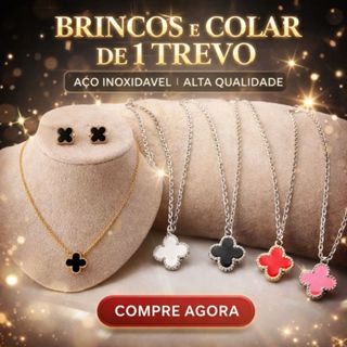 Conjunto Par de Brincos Trevo + Colar 1 Trevo Aço Inoxidável Prateado Dourado Diversas Cores Escolha em Oferta na Shopee