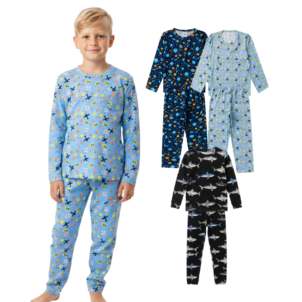 Conjunto Pijama Infantil Suede Menino Roupa Dormir Longo