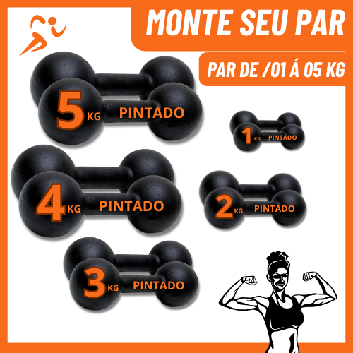Halter Bola Pintado (2und.)– 2kg 3kg 4kg 5kg– Peso Musculação em Ferro Fundido em Oferta na Shopee