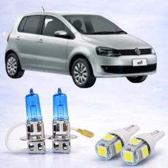 LAMPADA Farol de Milha + Lâmpada LED Super Branca 12V VOLKSWAGEN FOX 2003 ATÉ 2009
